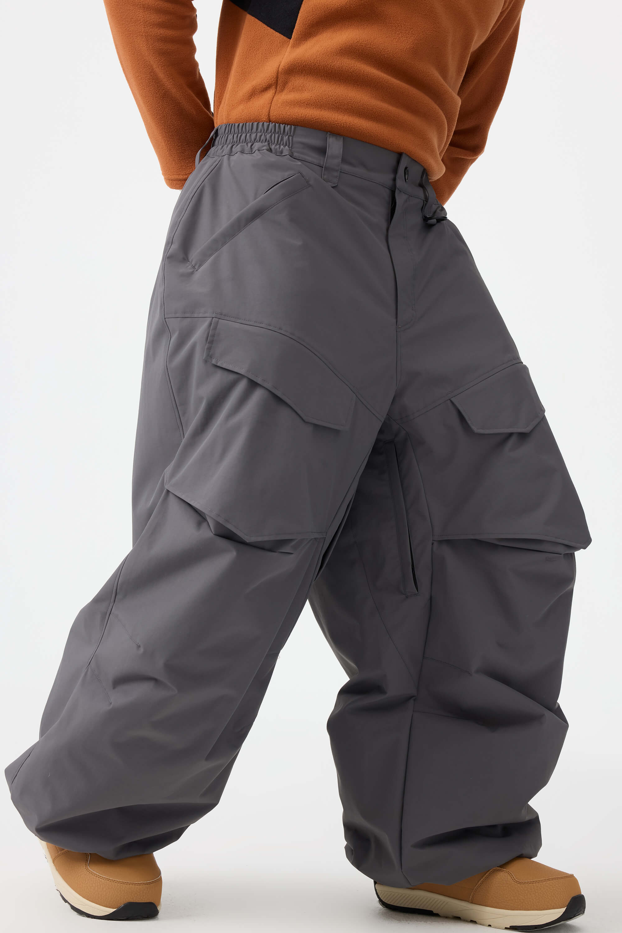 Men's Dark Gray Baggy Utility Ski Pants Wear-Resistant Snow Pants Main image