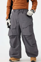 Men's Dark Gray Baggy Utility Ski Pants Wear-Resistant Snow Pants