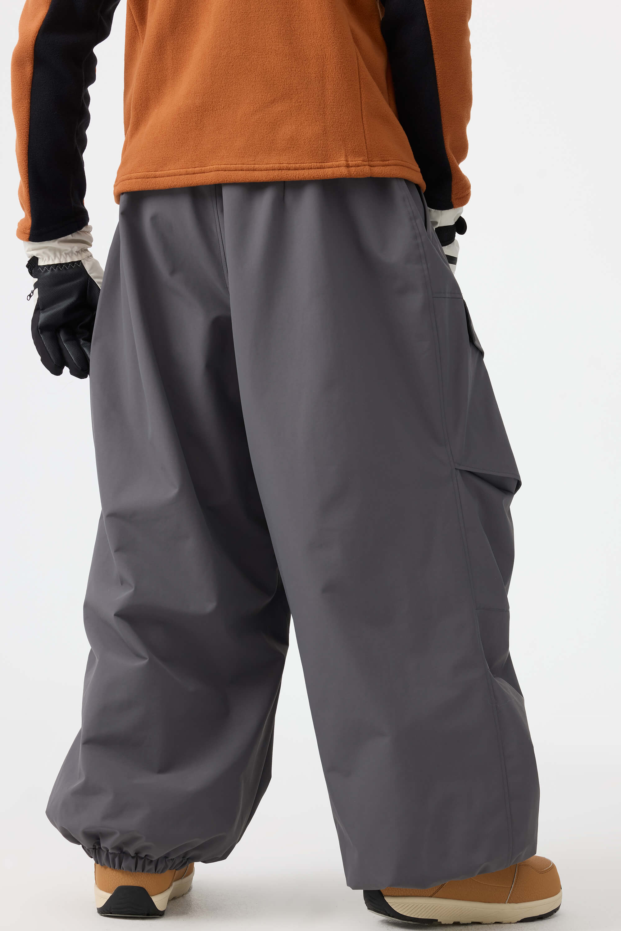 Men's Dark Brown Baggy Utility Ski Pants Wear-Resistant Snow Pants