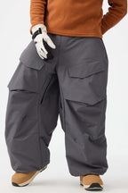 Men's Black Baggy Utility Ski Pants Wear-Resistant Snow Pants