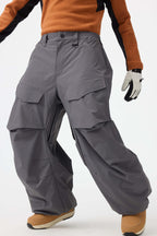 Men's Black Baggy Utility Ski Pants Wear-Resistant Snow Pants
