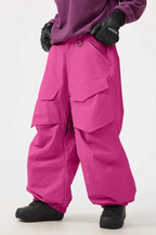 Women's Black Baggy Utility Ski Pants Wear-Resistant Snow Pants