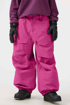 Women's Black Baggy Utility Ski Pants Wear-Resistant Snow Pants