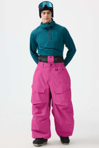 Men's Black Baggy Utility Ski Pants Wear-Resistant Snow Pants