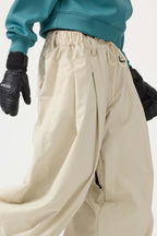 Women's Beige Drawstring Baggy Ski Pants Balloon Snow Pants