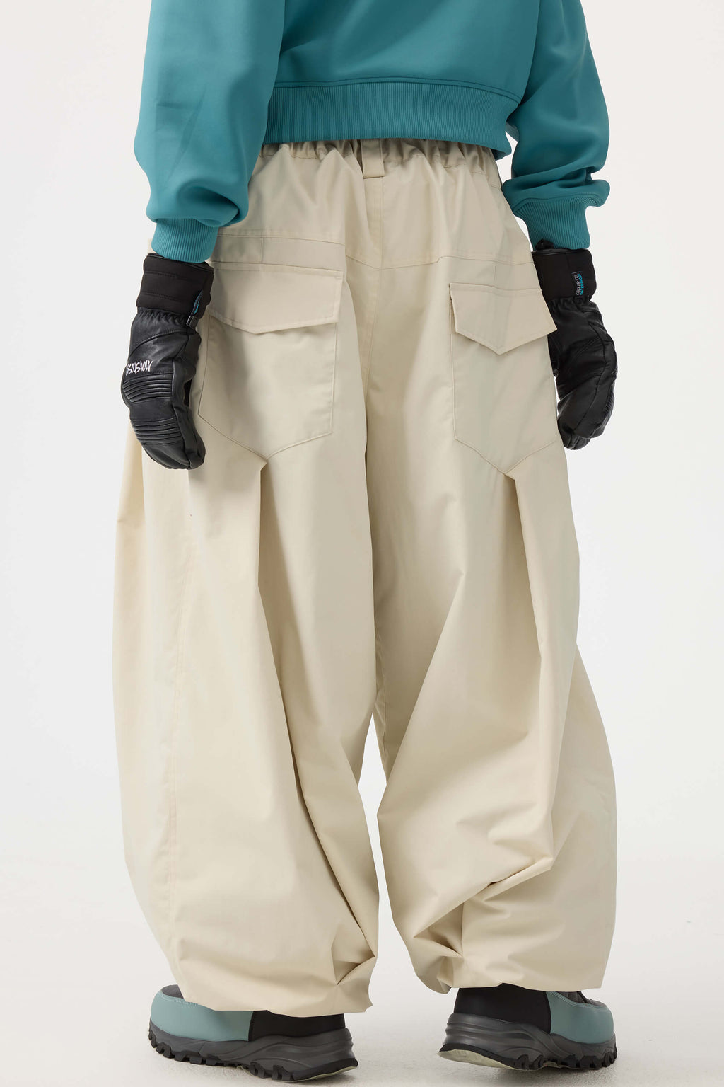 Women's Coffee Drawstring Baggy Ski Pants Balloon Snow Pants