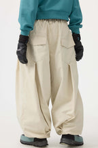 Women's Coffee Drawstring Baggy Ski Pants Balloon Snow Pants