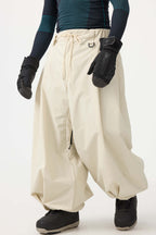 Men's Coffee Drawstring Baggy Ski Pants Balloon Snow Pants