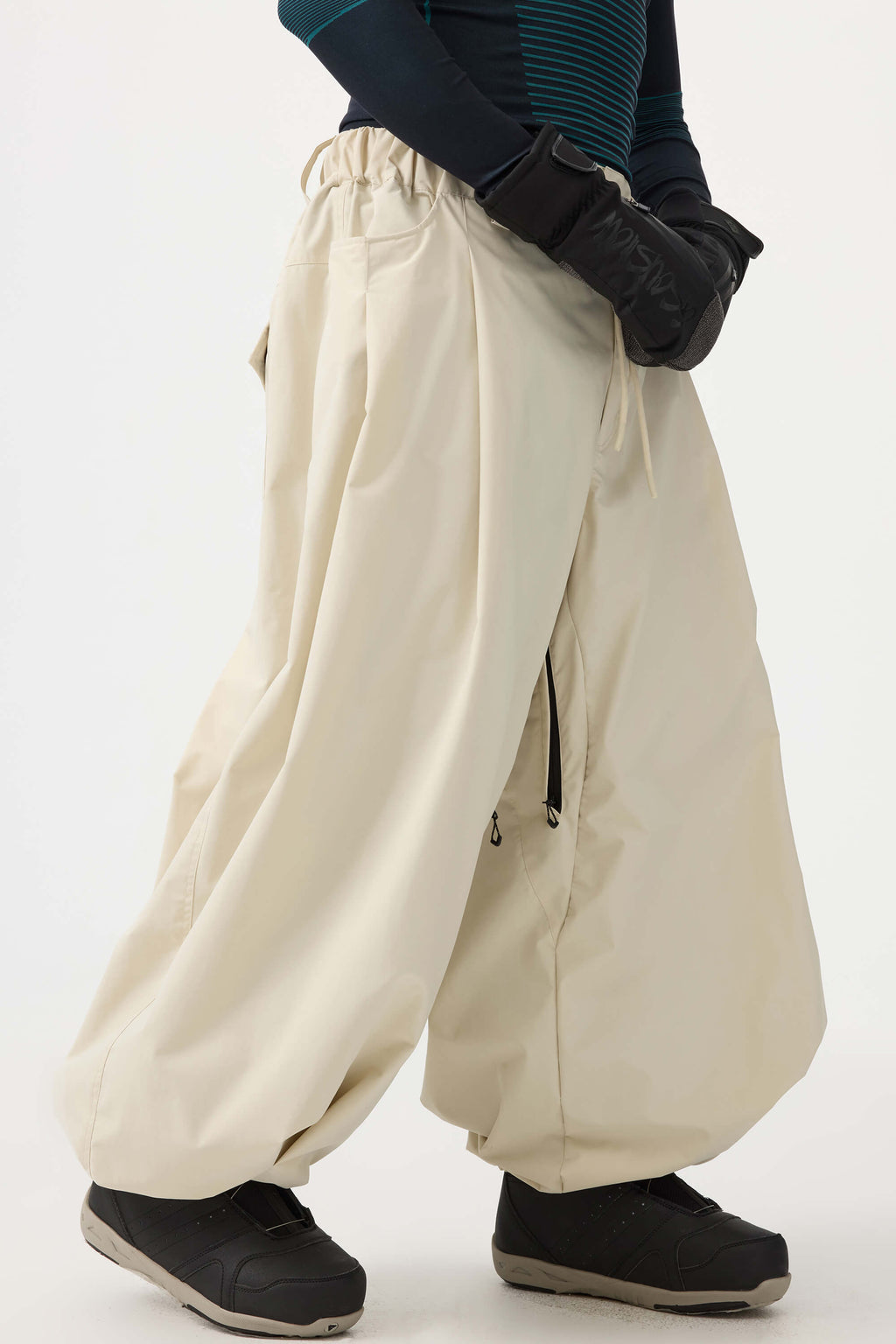 Men's Coffee Drawstring Baggy Ski Pants Balloon Snow Pants