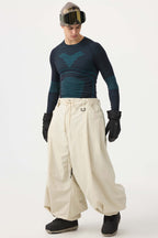 Men's Coffee Drawstring Baggy Ski Pants Balloon Snow Pants