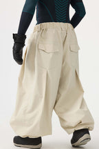 Men's Coffee Drawstring Baggy Ski Pants Balloon Snow Pants