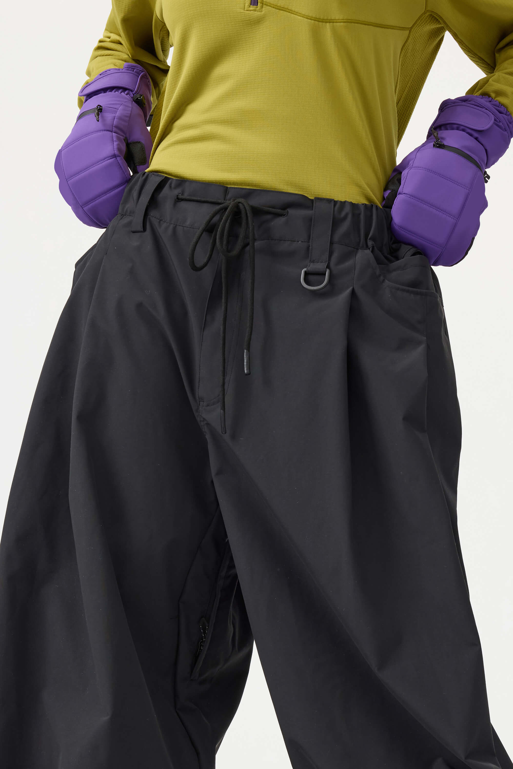 Women's Coffee Drawstring Baggy Ski Pants Balloon Snow Pants