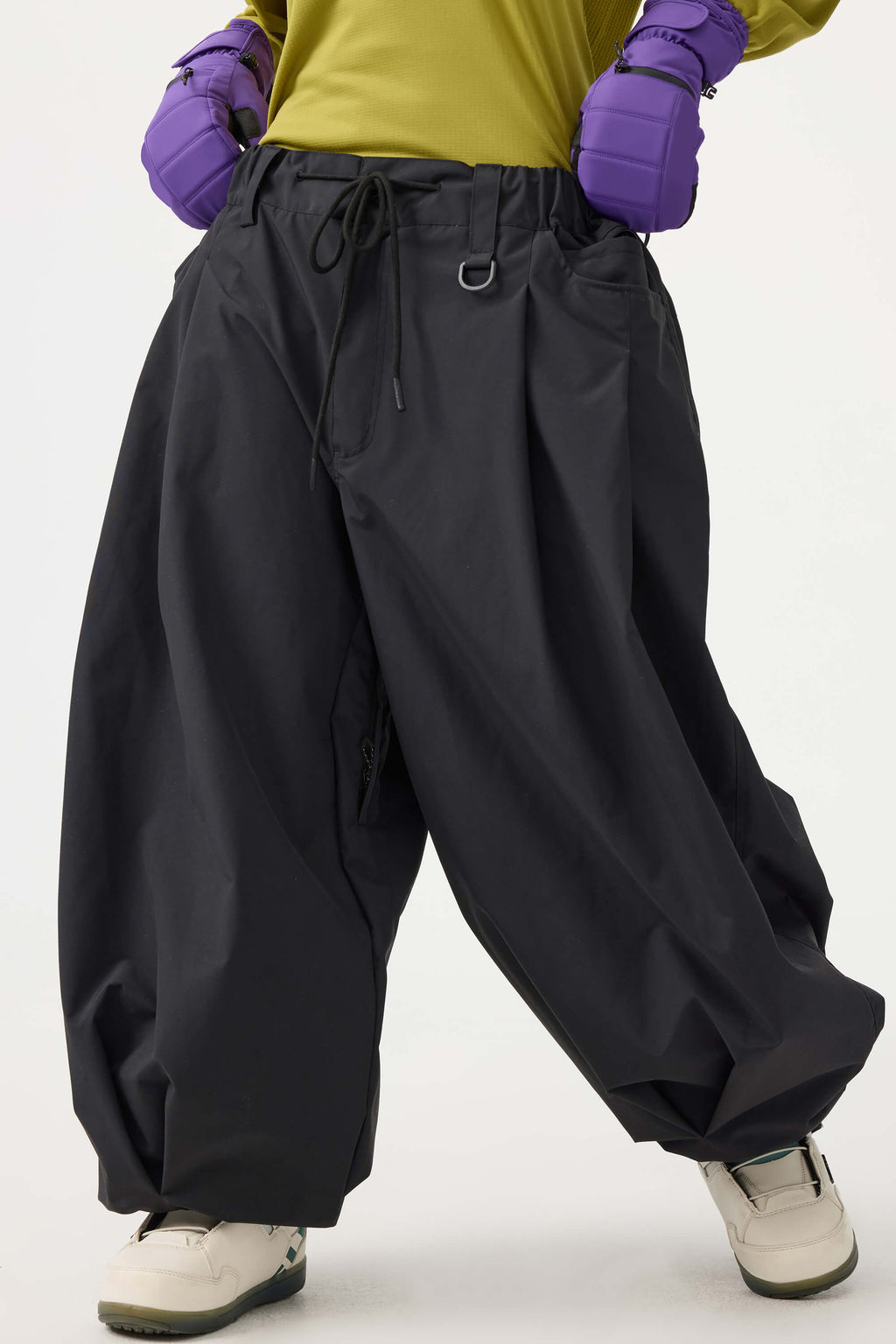 Women's Coffee Drawstring Baggy Ski Pants Balloon Snow Pants