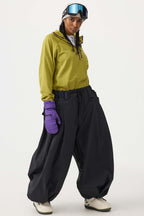 Women's Coffee Drawstring Baggy Ski Pants Balloon Snow Pants