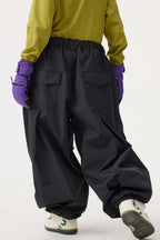 Women's Beige Drawstring Baggy Ski Pants Balloon Snow Pants