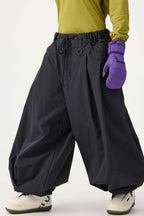 Women's Beige Drawstring Baggy Ski Pants Balloon Snow Pants