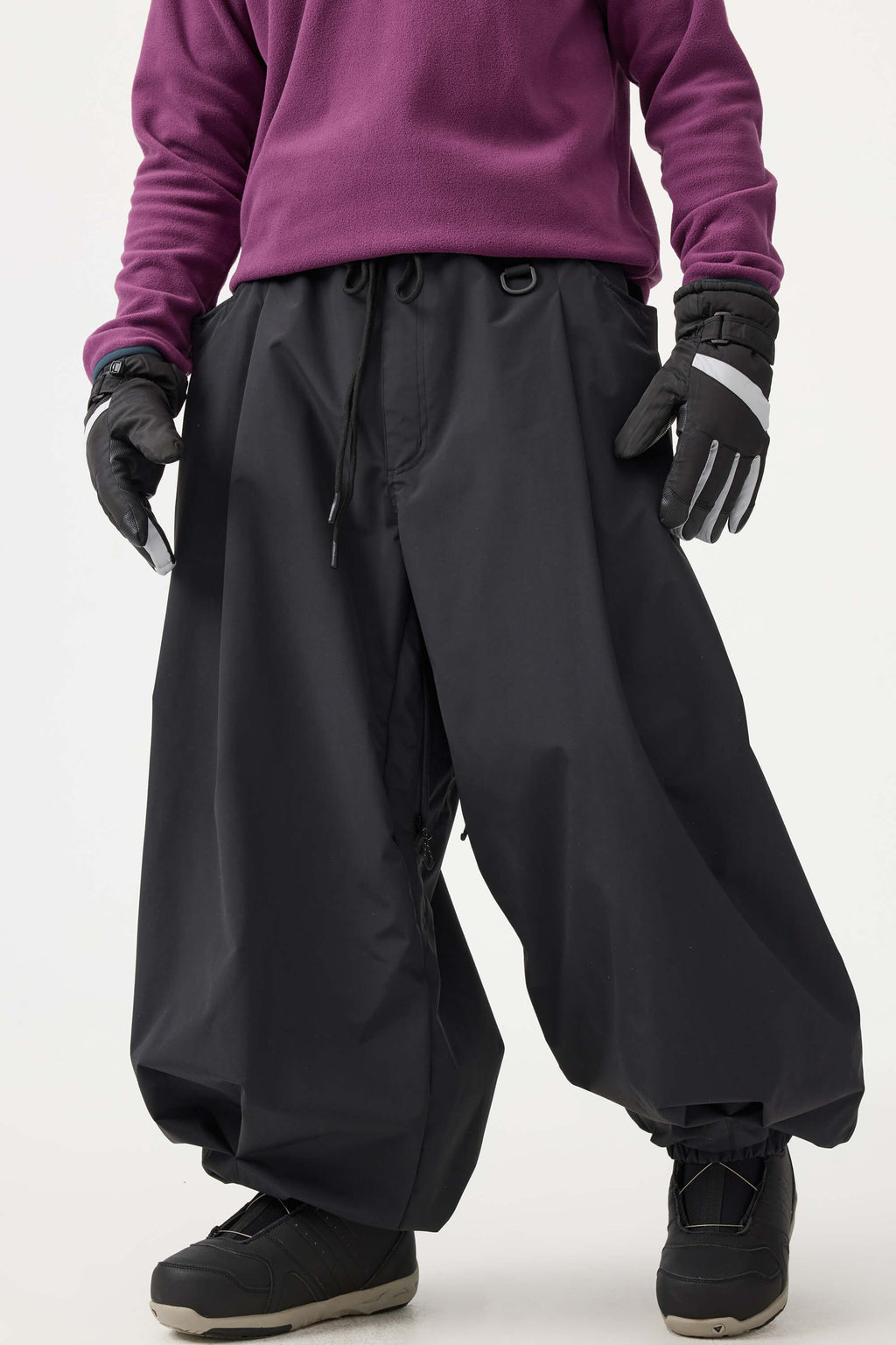 Men's Coffee Drawstring Baggy Ski Pants Balloon Snow Pants