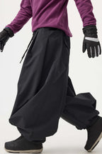 Men's Coffee Drawstring Baggy Ski Pants Balloon Snow Pants
