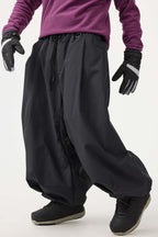 Men's Black Drawstring Baggy Ski Pants Balloon Snow Pants