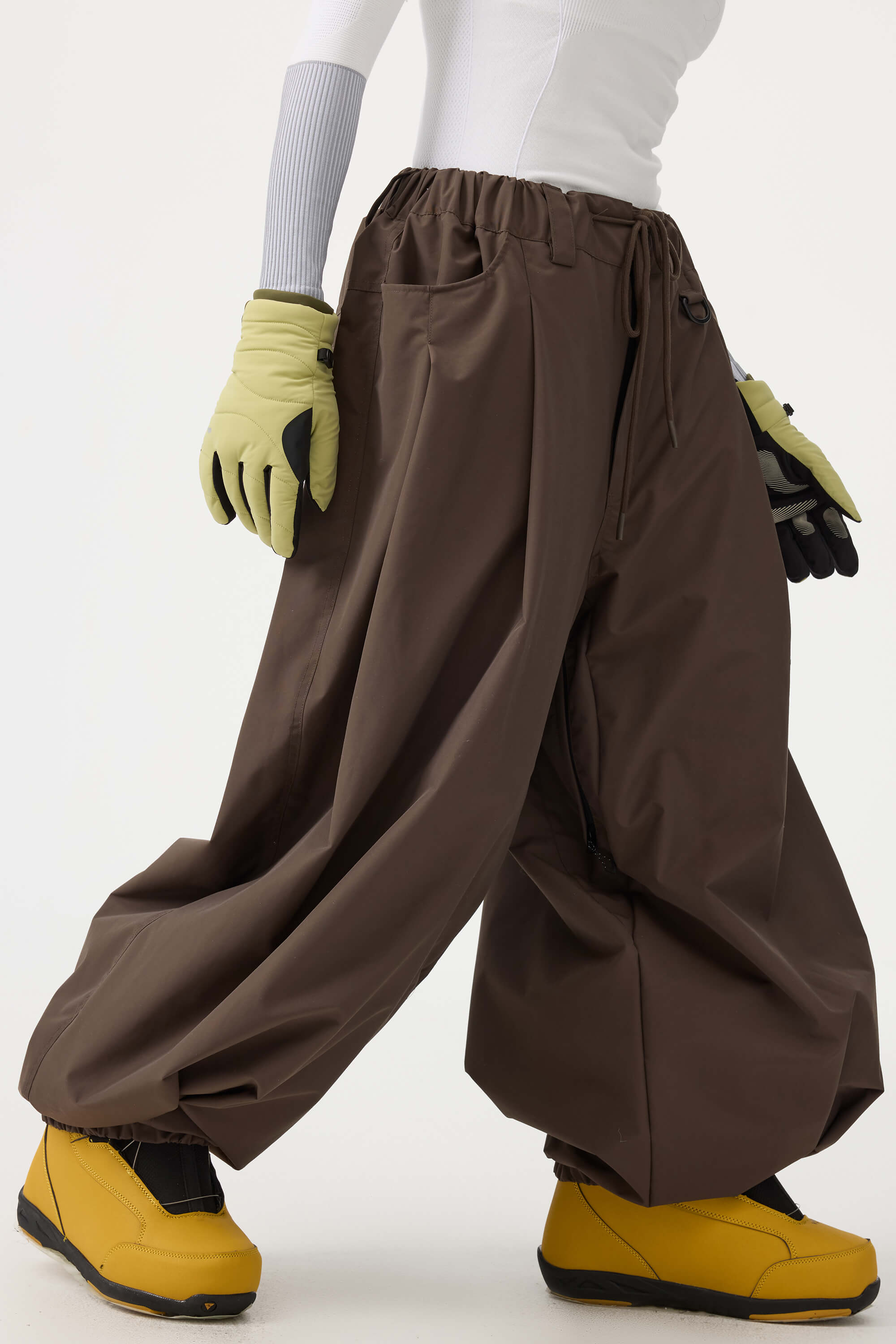Women's Coffee Drawstring Baggy Ski Pants Balloon Snow Pants Main image