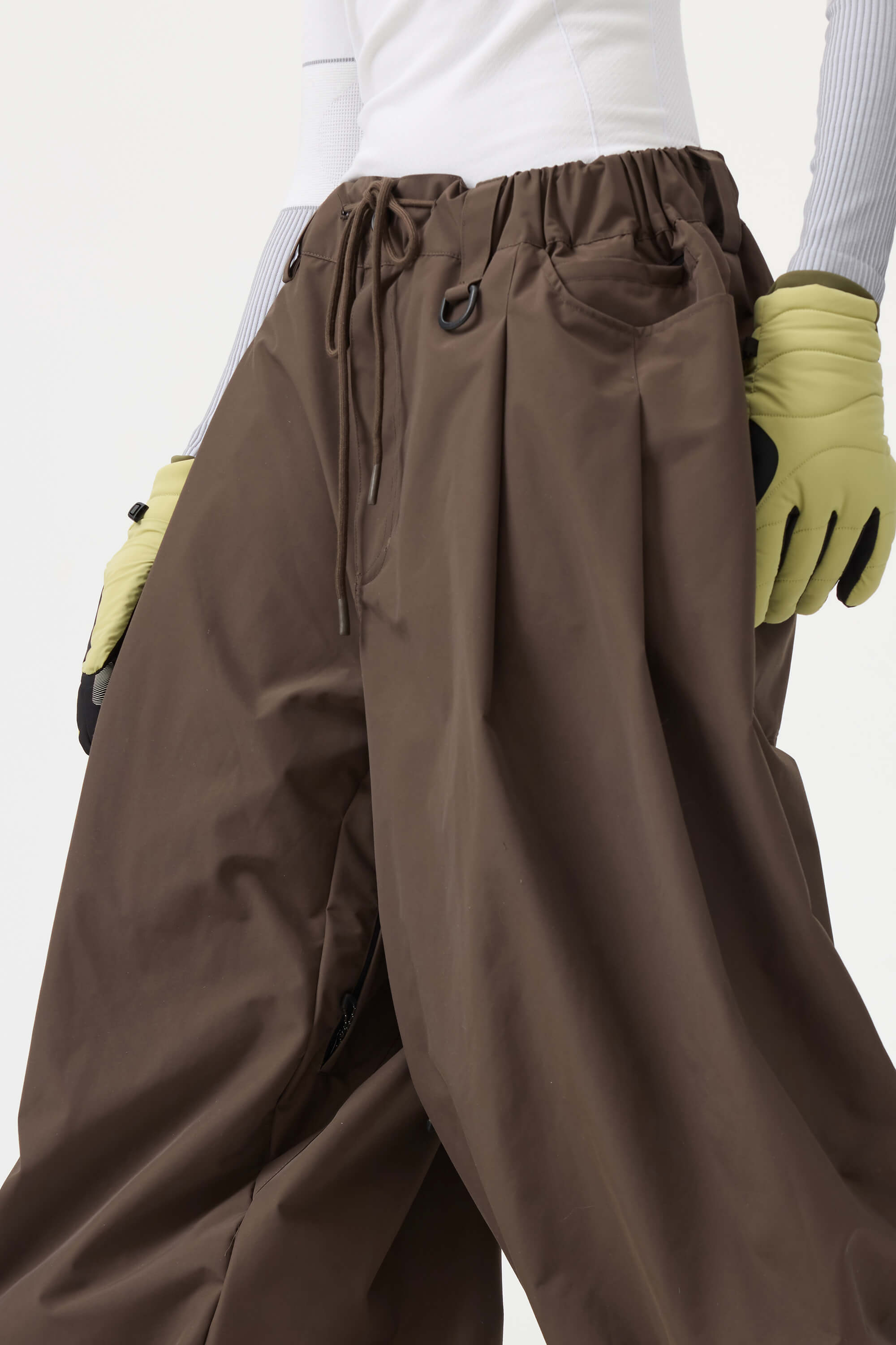 Women's Coffee Drawstring Baggy Ski Pants Balloon Snow Pants
