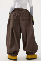 Women's Coffee Drawstring Baggy Ski Pants Balloon Snow Pants