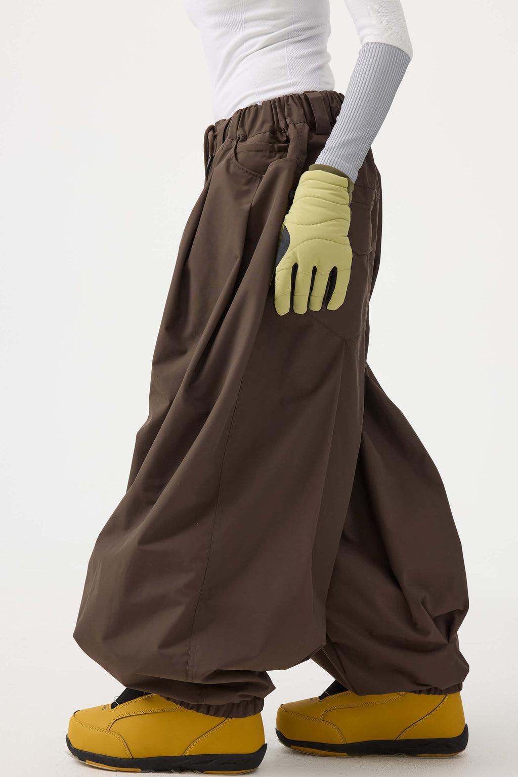 Women's Coffee Drawstring Baggy Ski Pants Balloon Snow Pants