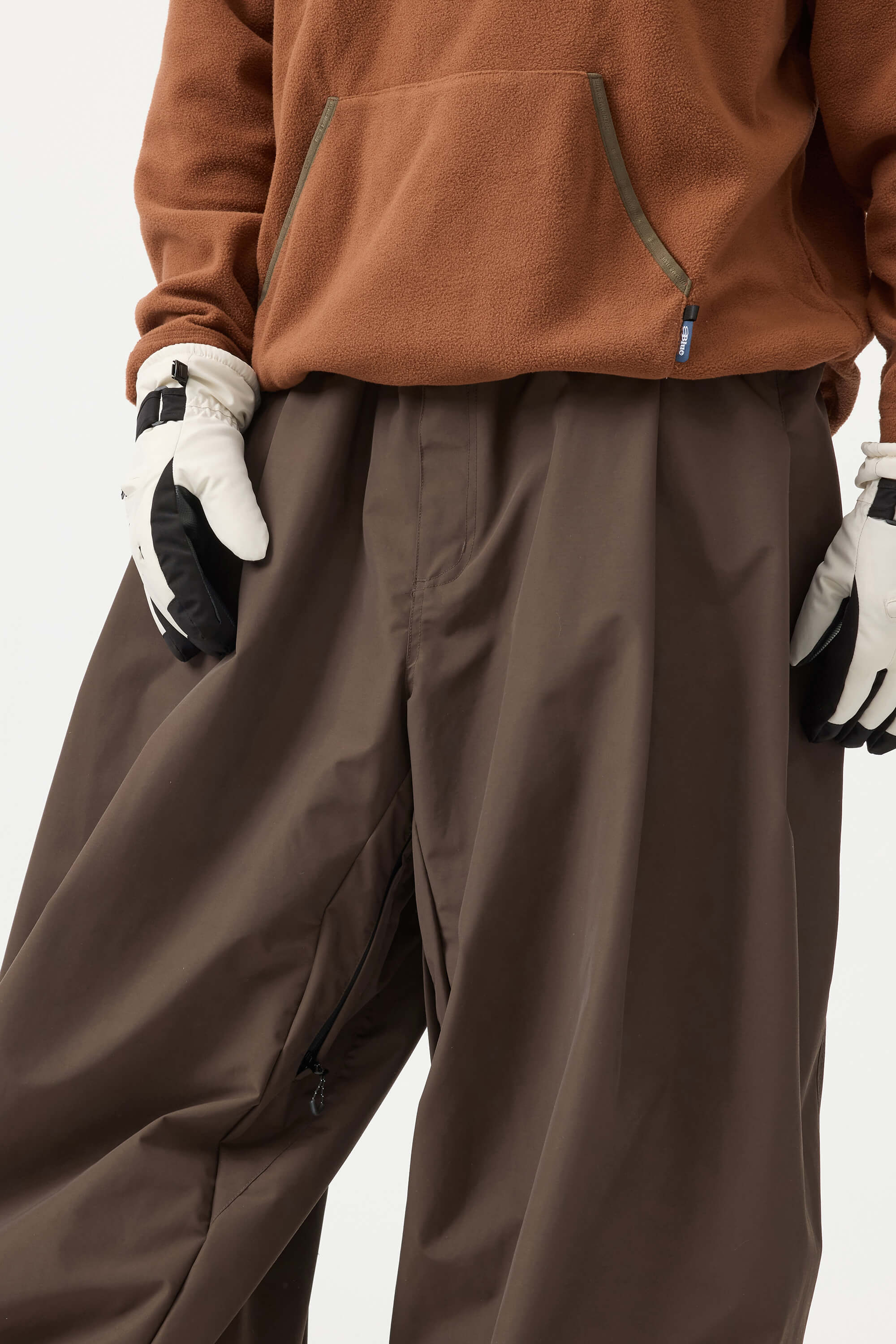 Men's Coffee Drawstring Baggy Ski Pants Balloon Snow Pants
