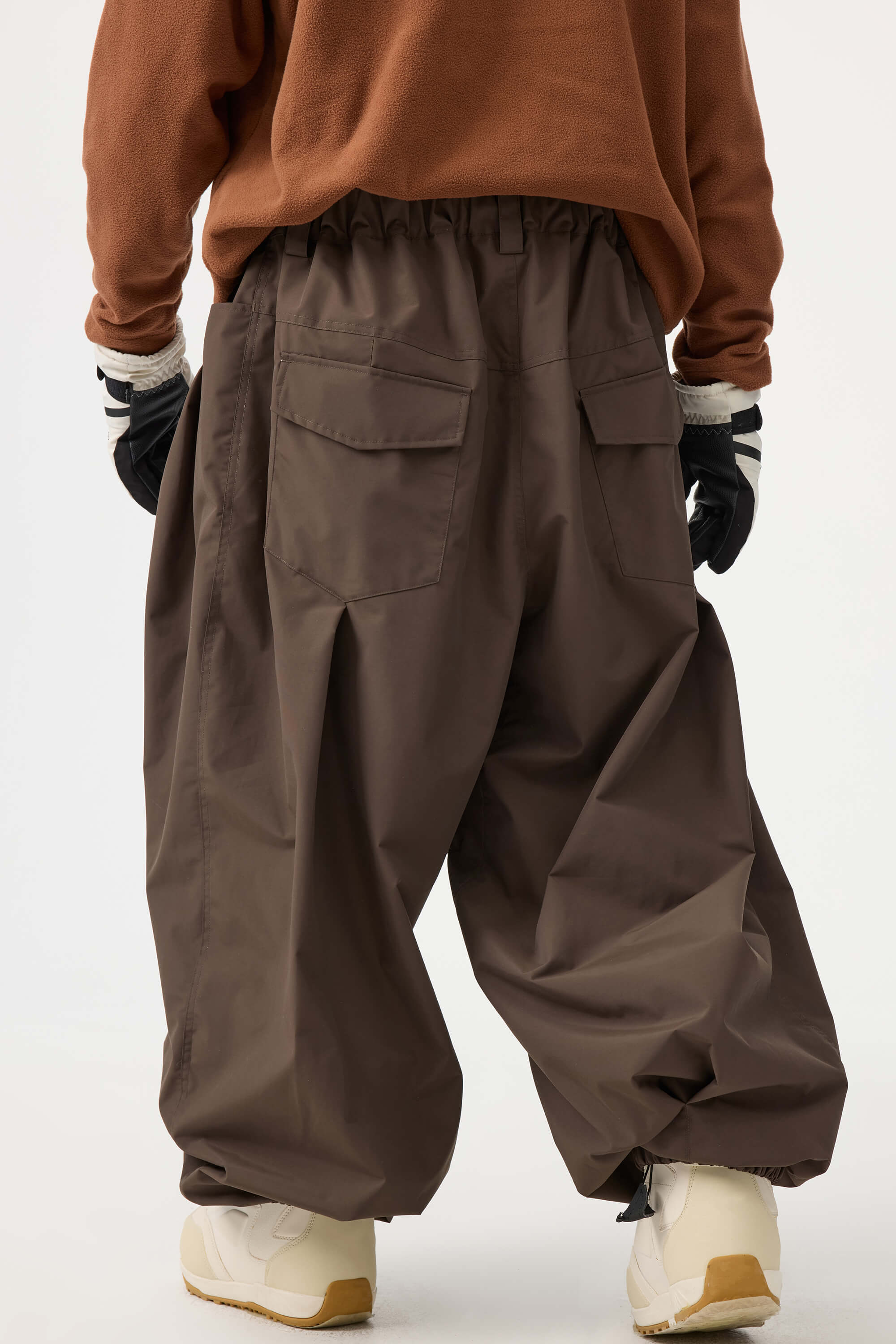 Men's Coffee Drawstring Baggy Ski Pants Balloon Snow Pants