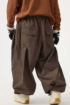 Men's Beige Drawstring Baggy Ski Pants Balloon Snow Pants