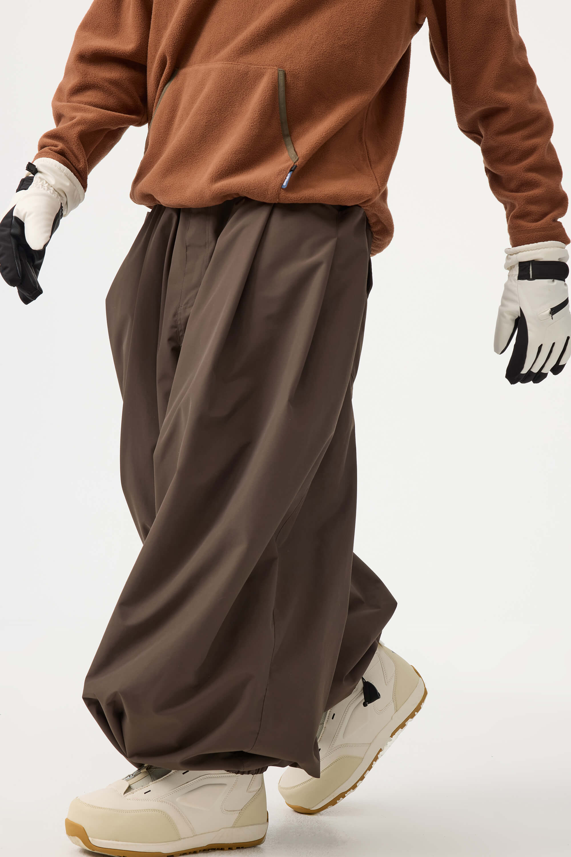 Men's Coffee Drawstring Baggy Ski Pants Balloon Snow Pants
