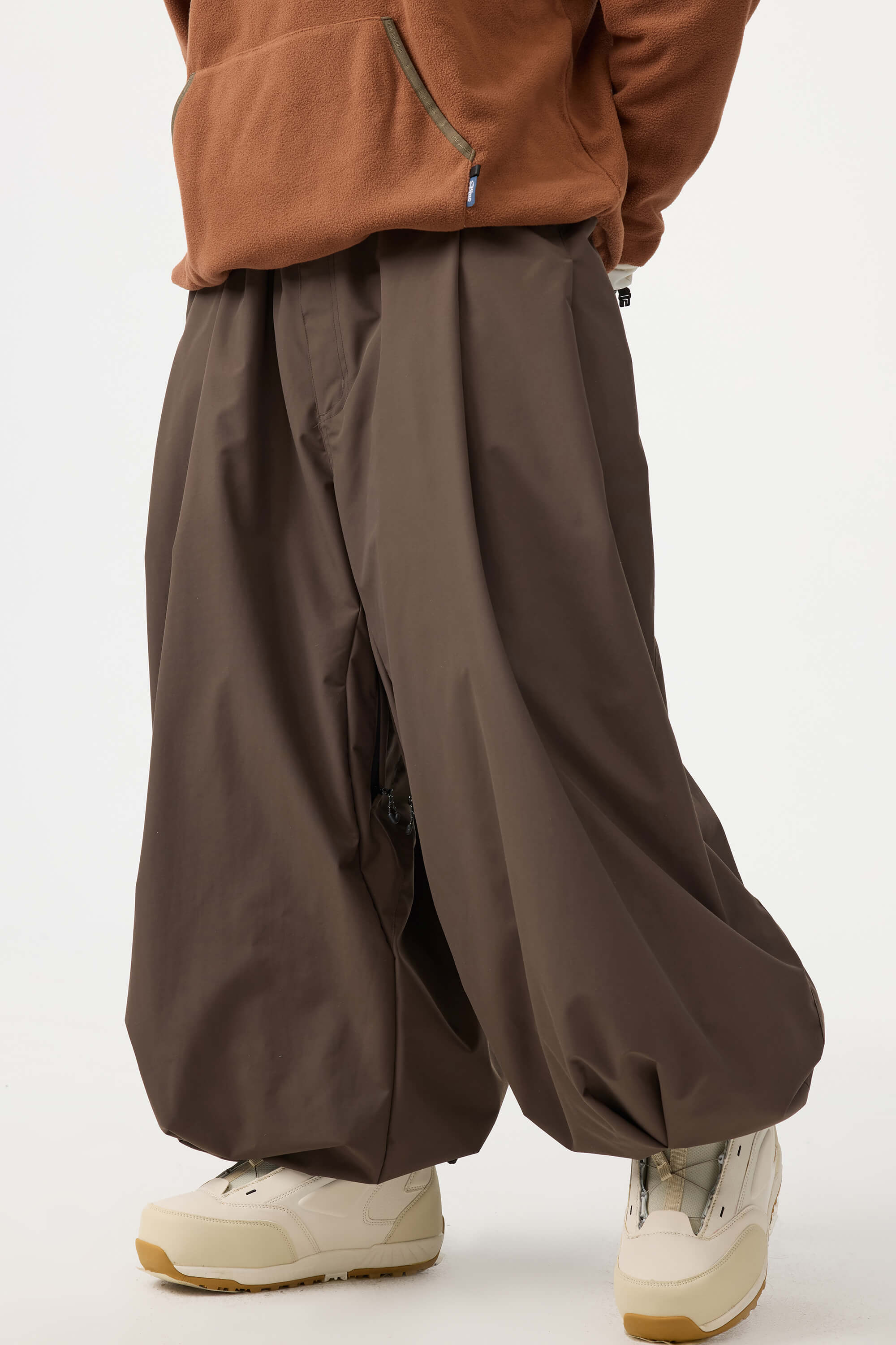 Men's Coffee Drawstring Baggy Ski Pants Balloon Snow Pants