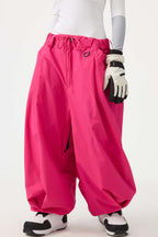 Women's Beige Drawstring Baggy Ski Pants Balloon Snow Pants