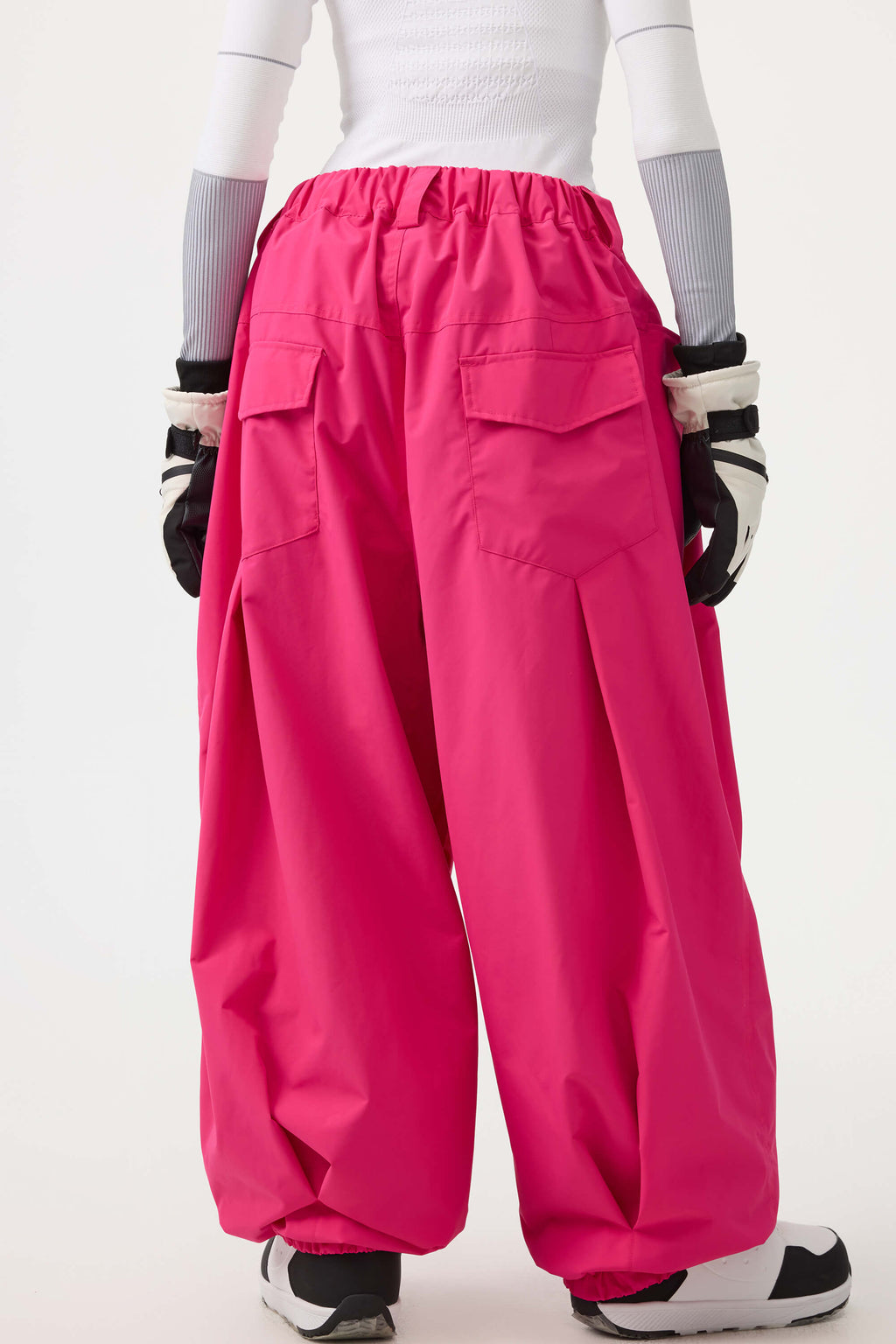 Women's Black Drawstring Baggy Ski Pants Balloon Snow Pants