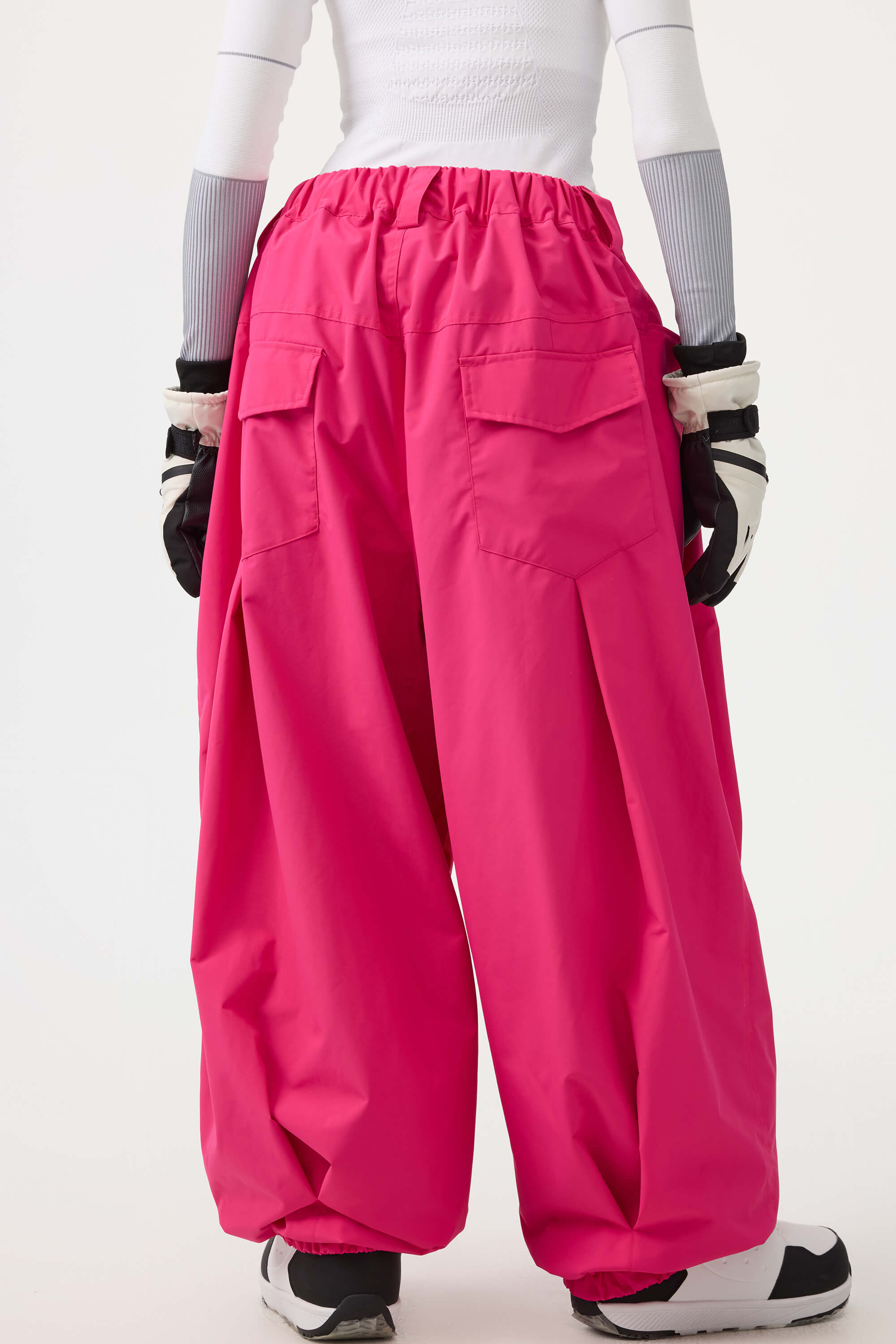 Women's Black Drawstring Baggy Ski Pants Balloon Snow Pants