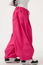 Women's Black Drawstring Baggy Ski Pants Balloon Snow Pants