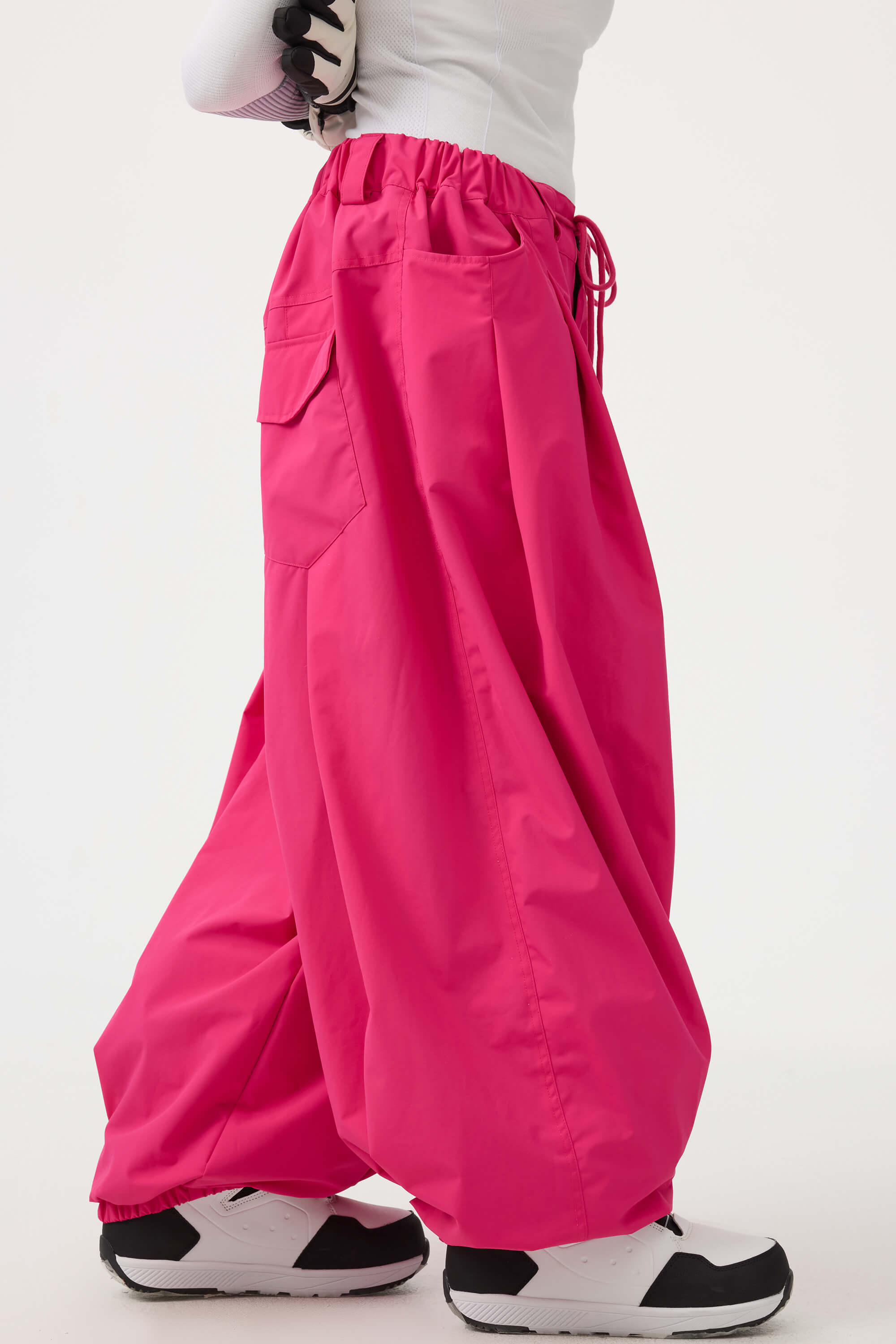 Women's Coffee Drawstring Baggy Ski Pants Balloon Snow Pants