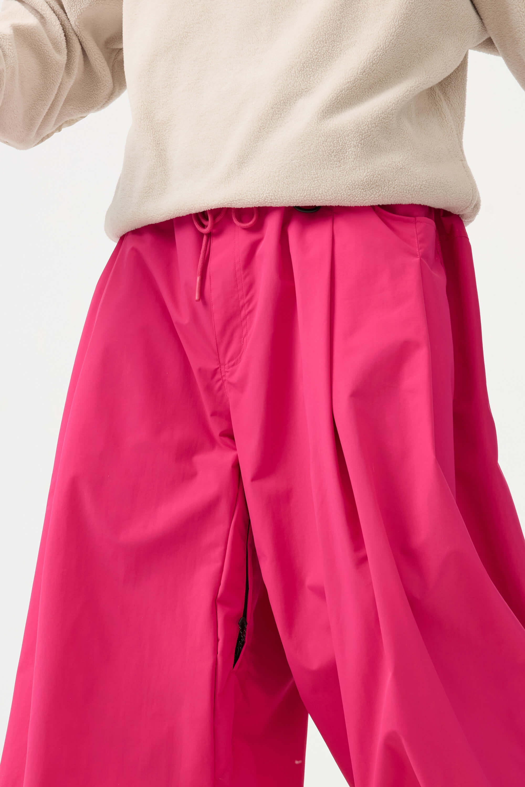 Men's Beige Drawstring Baggy Ski Pants Balloon Snow Pants