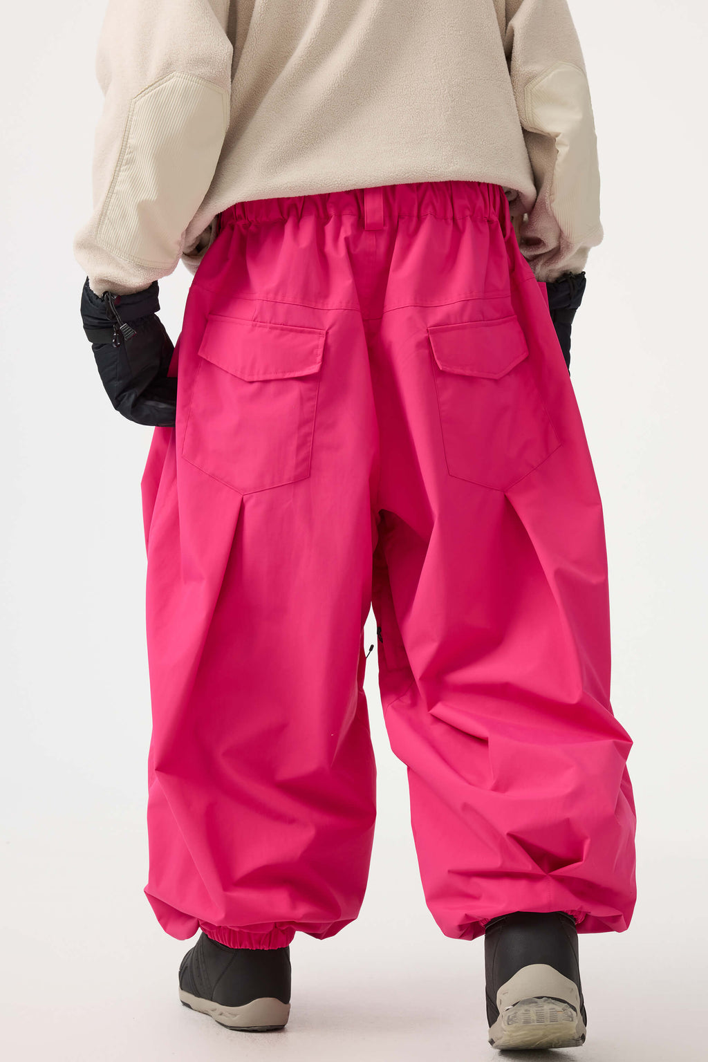 Men's Black Drawstring Baggy Ski Pants Balloon Snow Pants