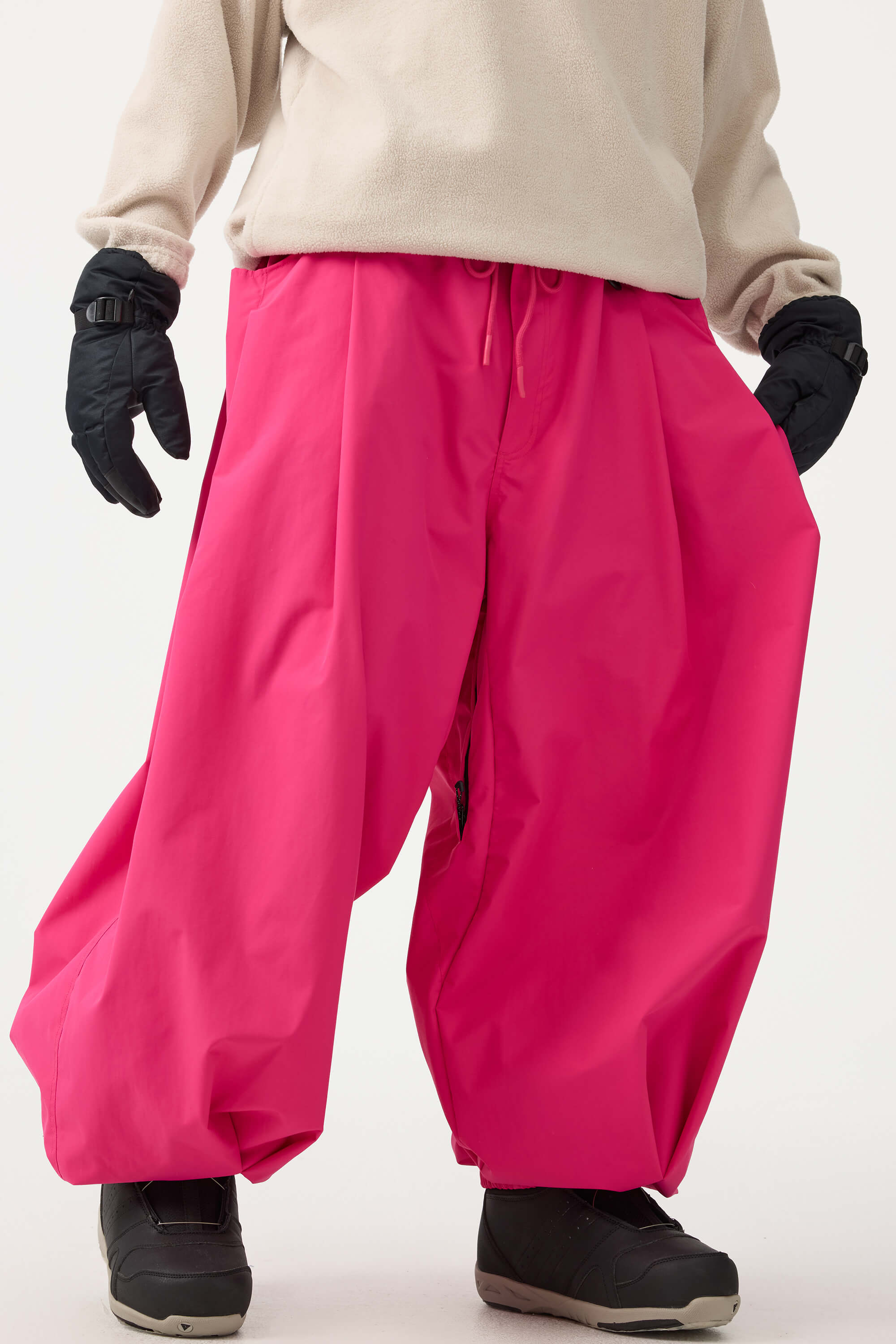 Men's Coffee Drawstring Baggy Ski Pants Balloon Snow Pants