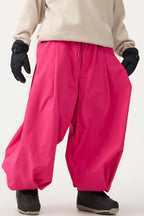 Men's Beige Drawstring Baggy Ski Pants Balloon Snow Pants