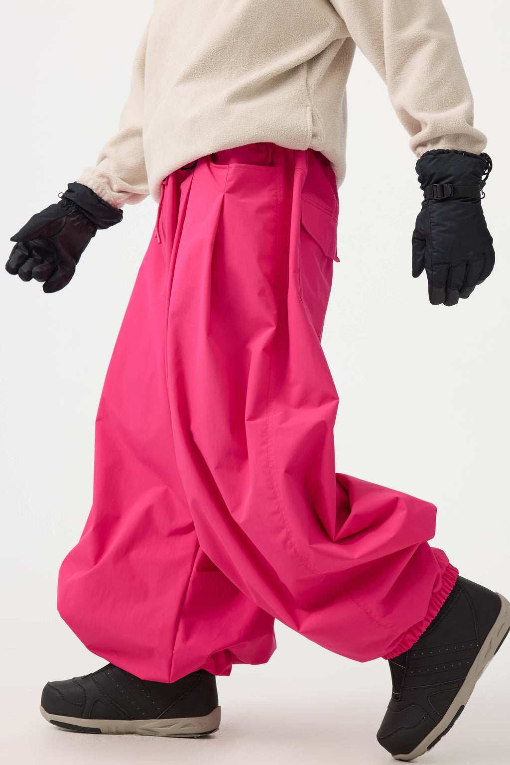 Men's Black Drawstring Baggy Ski Pants Balloon Snow Pants