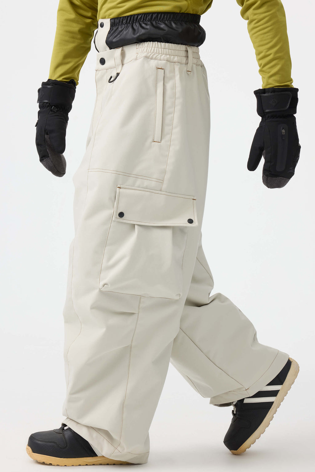 Men's Dark Brown Baggy Oxford Ski Pants Wear-Resistant Snow Pants