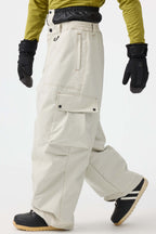 Men's Dark Brown Baggy Oxford Ski Pants Wear-Resistant Snow Pants