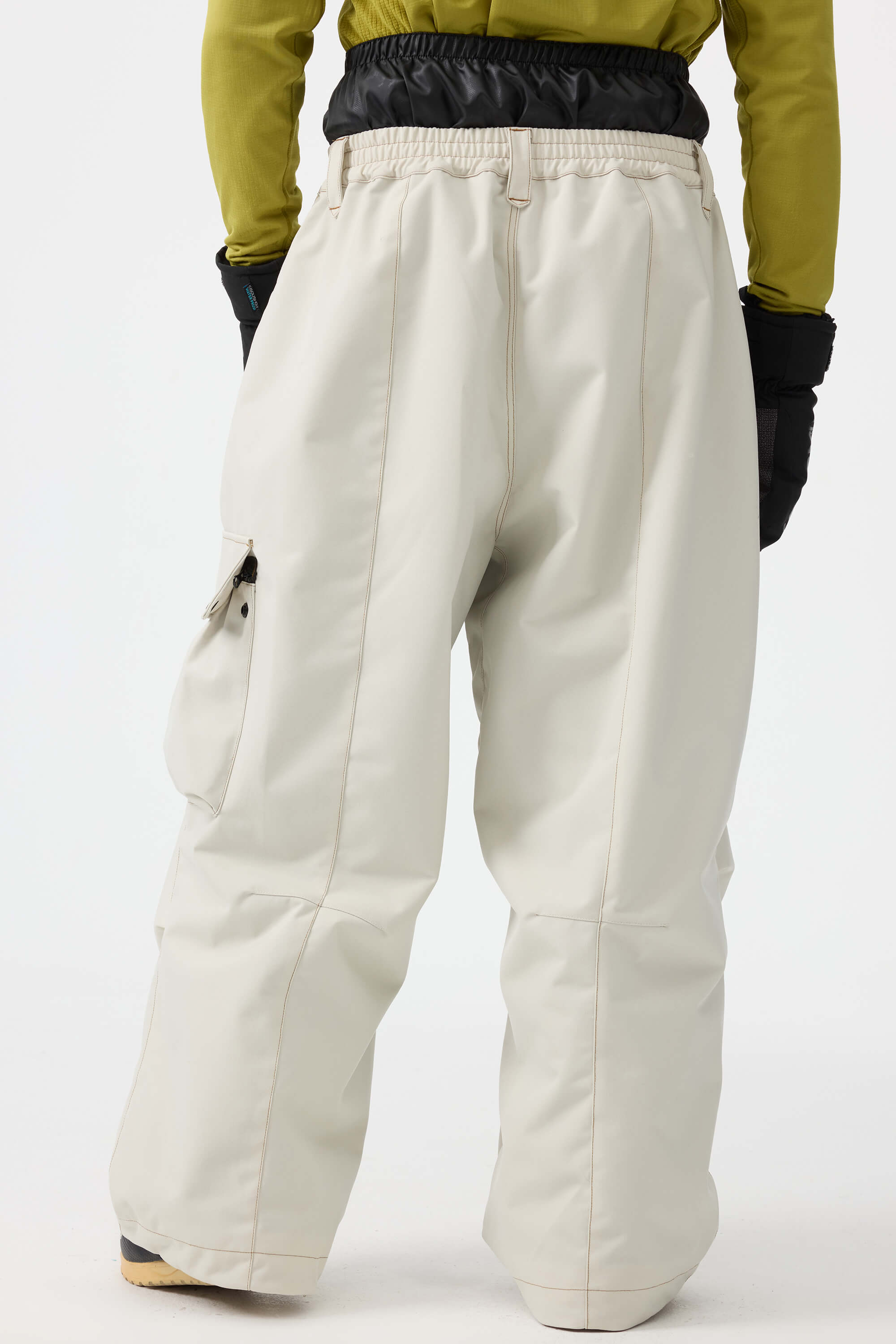 Men's Dark Brown Baggy Oxford Ski Pants Wear-Resistant Snow Pants