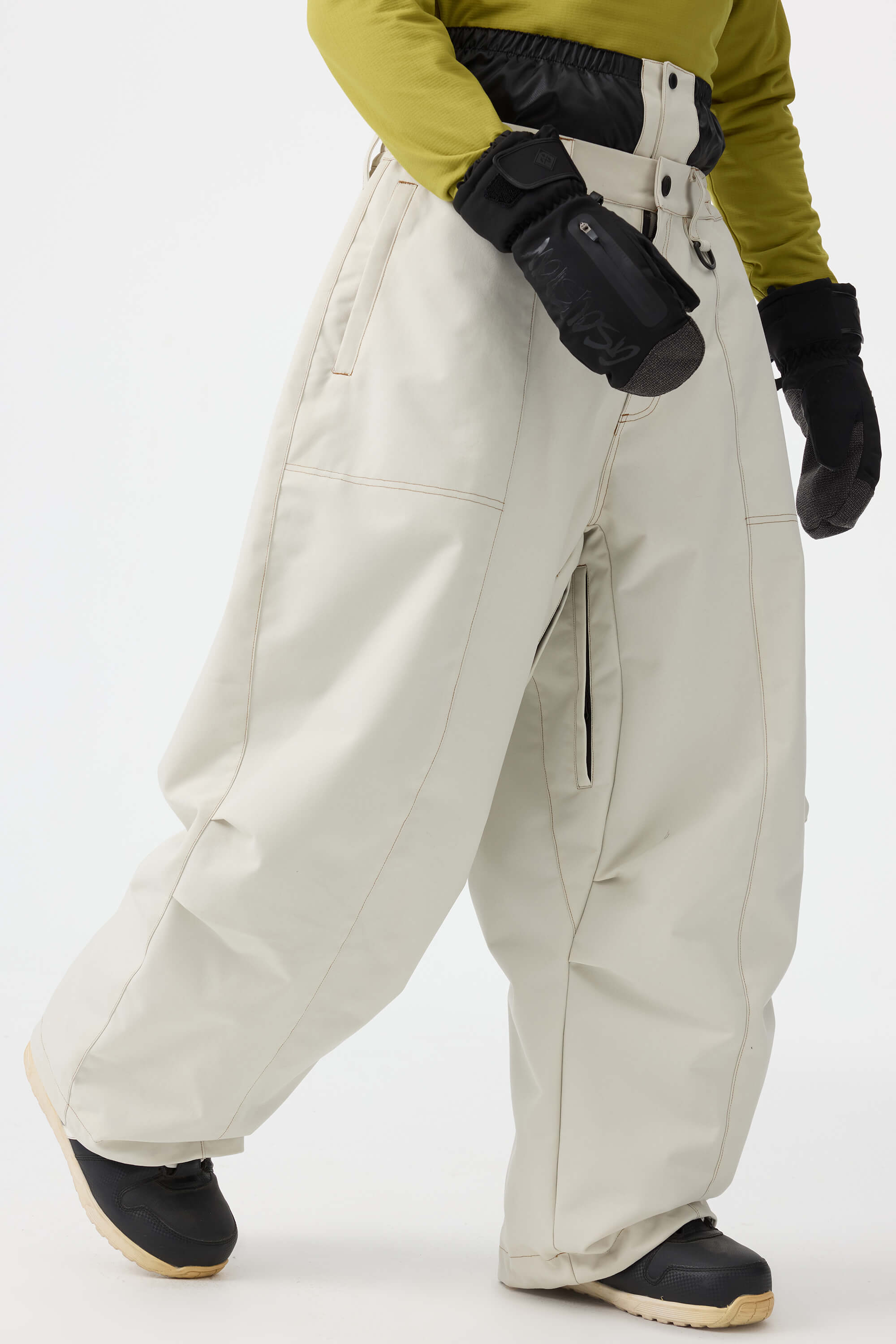 Men's Black Baggy Oxford Ski Pants Wear-Resistant Snow Pants