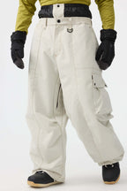 Men's Dark Brown Baggy Oxford Ski Pants Wear-Resistant Snow Pants