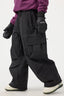 Women's Black Baggy Oxford Ski Pants Wear-Resistant Snow Pants