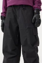 Women's Dark Brown Baggy Oxford Ski Pants Wear-Resistant Snow Pants