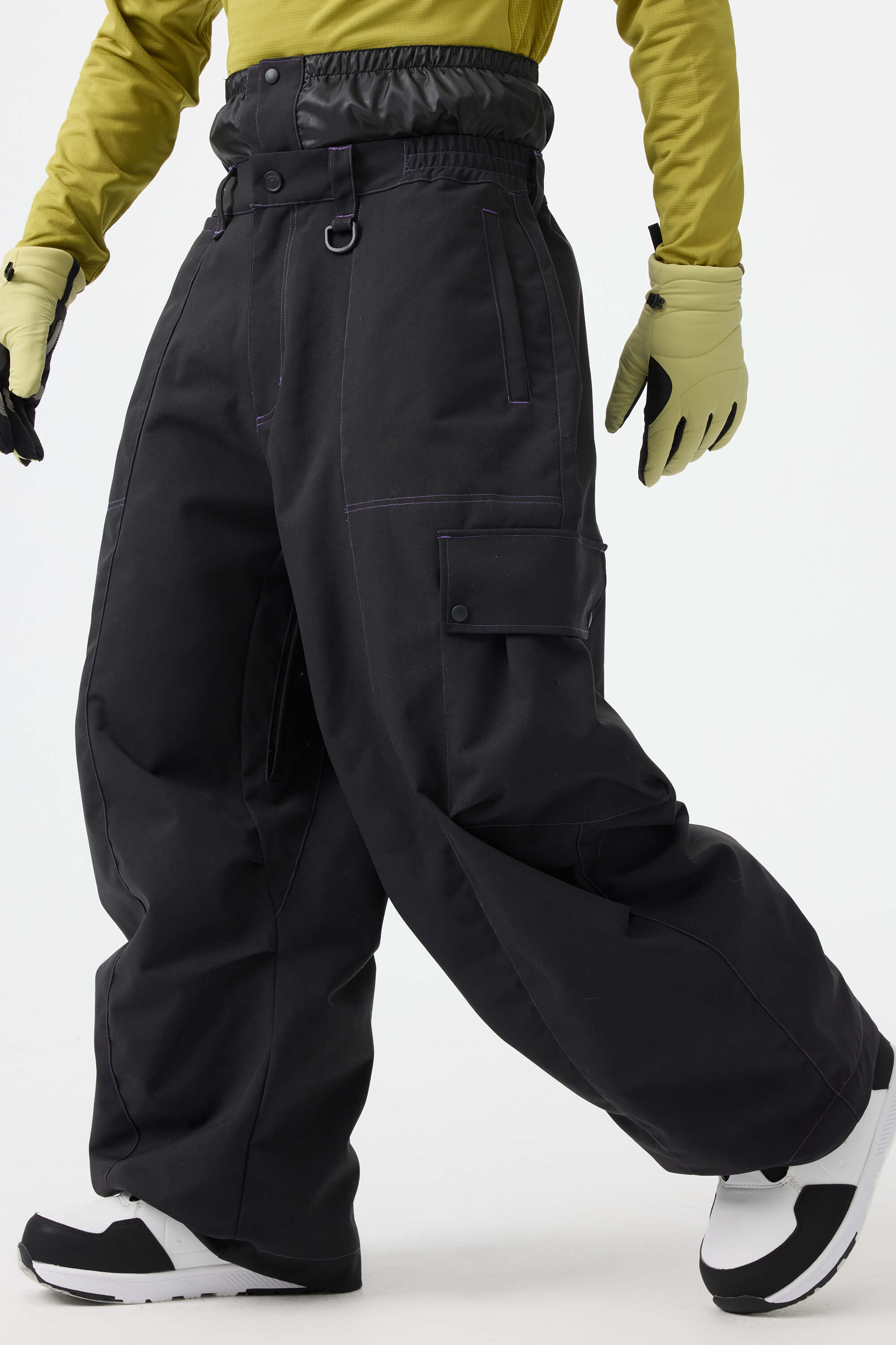 Men's Black Baggy Oxford Ski Pants Wear-Resistant Snow Pants Main image
